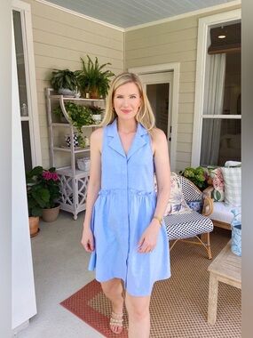 Tuckernuck Sleeveless Collared Summer Dress in Light Blue medium